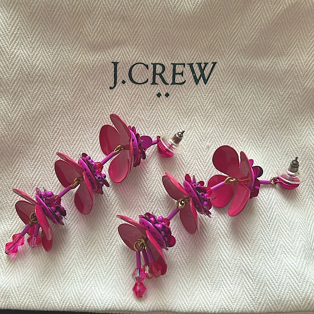 J. Crew hot pink floral earrings